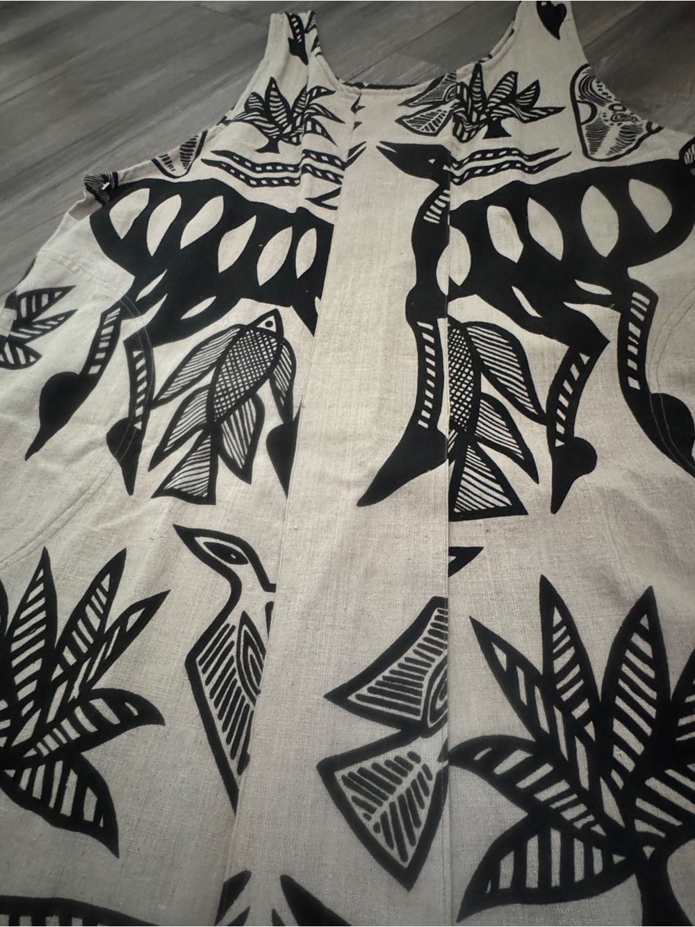 Nefertiti Collection Linen Blend Dress NWT Graphic Tribal African Art XL - Picture 13 of 13